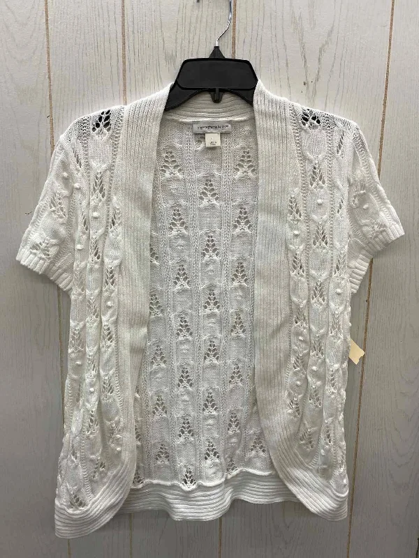 Christopher & Banks White Womens Size L Sweater Graphic Sweater Embroidered Appliqued Christopher & Banks White Womens Size L Sweater Graphic Sweater Embroidered Appliqued
