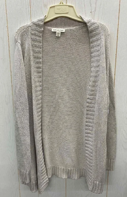 Coldwater Creek Beige Womens Size 1X Sweater Ribbed Striped Patterned
