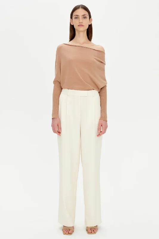 Lavina Draped Off Shoulder Sweater Open Front Closed Front Wrap Front