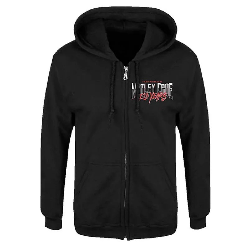 Motley Crue Unisex Zipped Hoodie: 40 Years (Back Print)