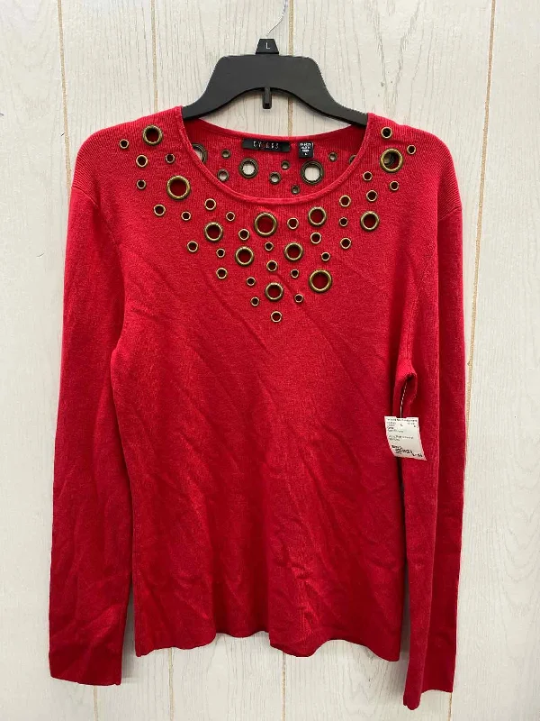 Cyrus Red Womens Size L Sweater Boat Neck Shawl Collar Notched Collar
