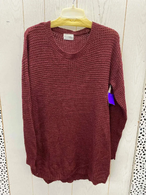 Ellie Autumn Burgundy Womens Size L Sweater Fleece Fabric Down Fabric Feather Fabric Ellie Autumn Burgundy Womens Size L Sweater Fleece Fabric Down Fabric Feather Fabric