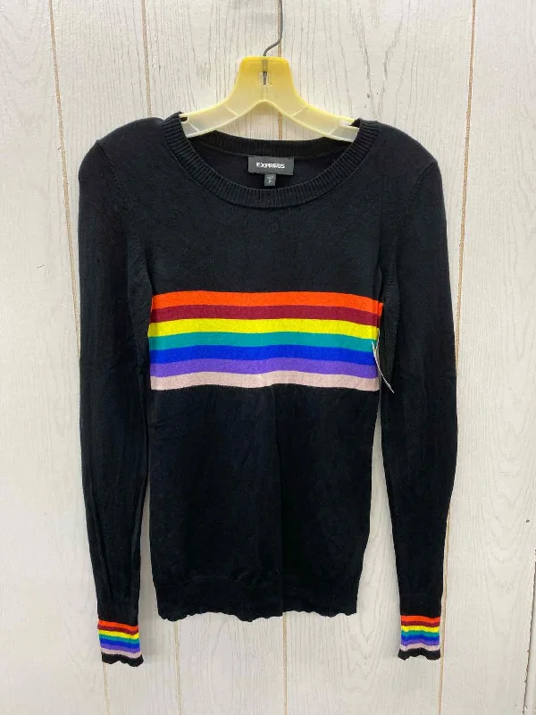 Express Black Womens Size Small Sweater Jersey Fabric Tulle Fabric Batik Fabric