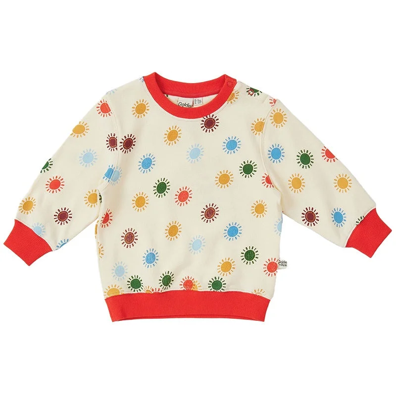 Goldie And Ace Terry Sweater - Sunny Days Cream Plaid Sweater Polka Dot Checkered