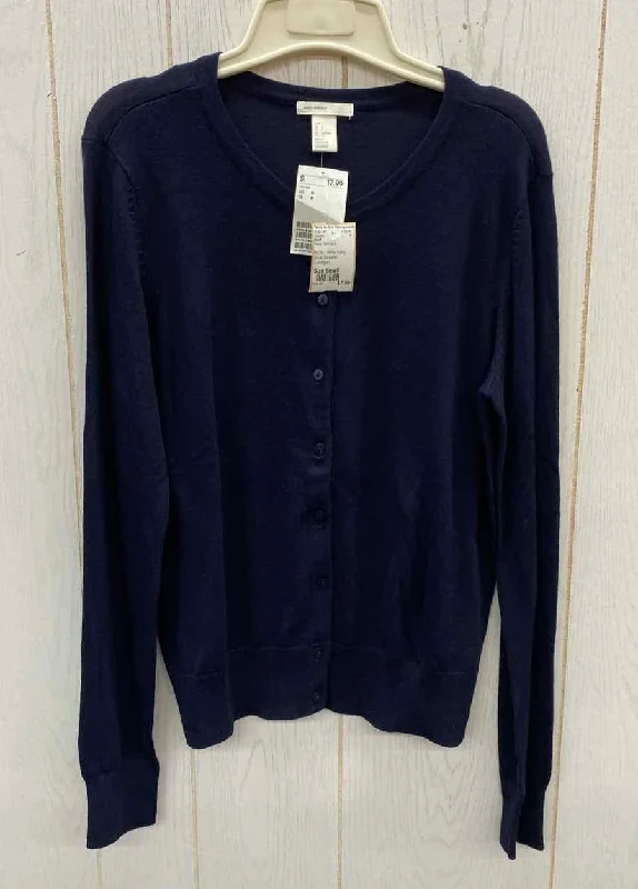 H&M Navy Womens Size Small Sweater Satin Fabric Silk Fabric Chiffon Fabric