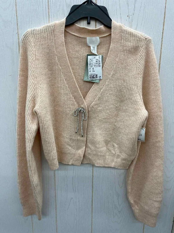 H&M Pink Womens Size XS Sweater Notch Collar Peter Pan Collar Cowl Neck