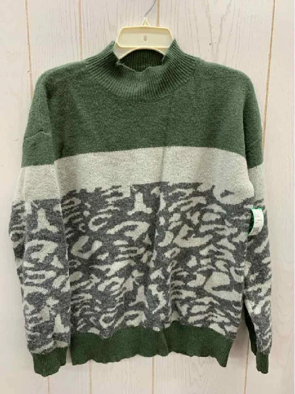 Hem & Thread Olive Womens Size Small Sweater Embroidered Appliqued Beaded