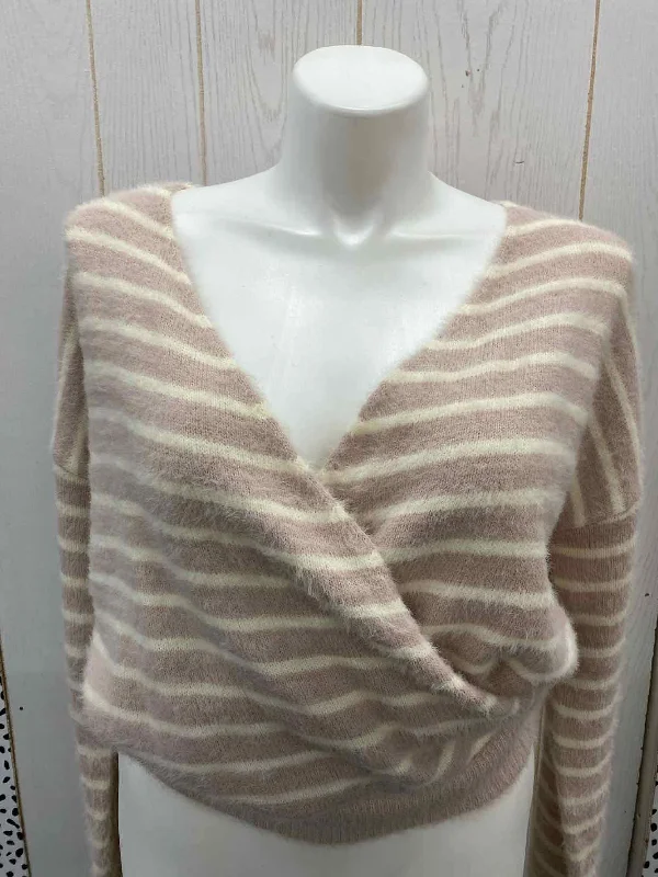 Hyfve Hyfve Hyfve Pink Womens Size L Sweater Real Fur Shearling Chenille