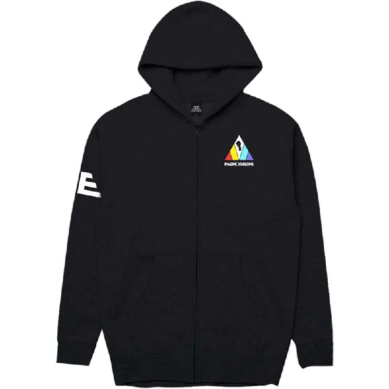 Imagine Dragons Unisex Zipped Hoodie: Triangle (Back Print)