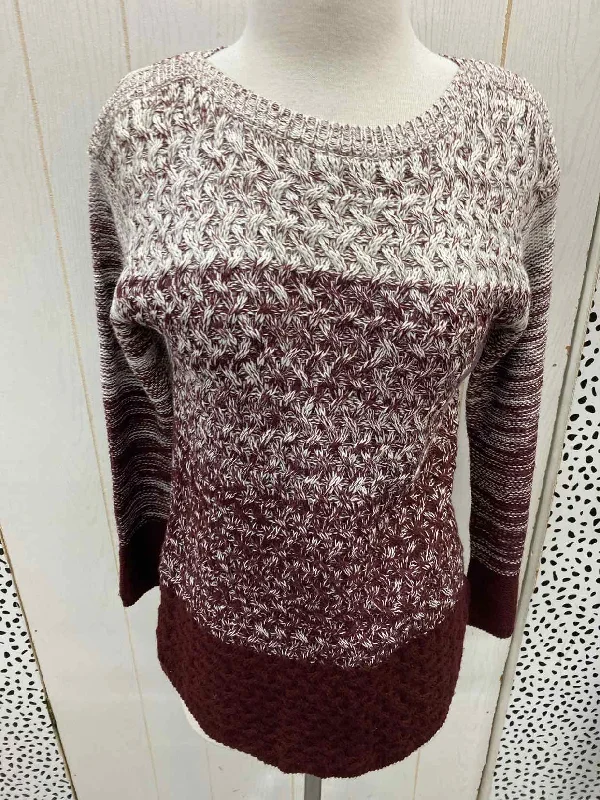 It's Our Time Burgundy Womens Size Small Sweater Zippered Front Buttoned Front Snap Front