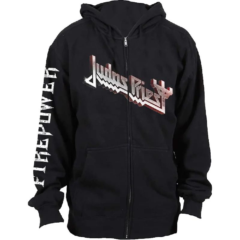 Judas Priest Unisex Zipped Hoodie: Firepower (Back Print)