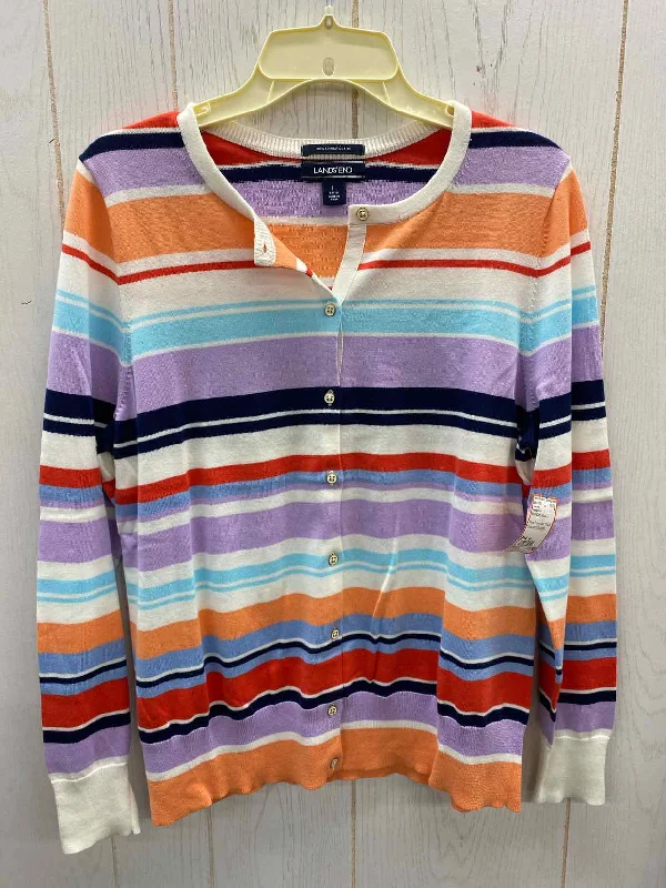 Lands End Multi-Color Womens Size 16 Sweater Mesh Sweater Canvas Denim