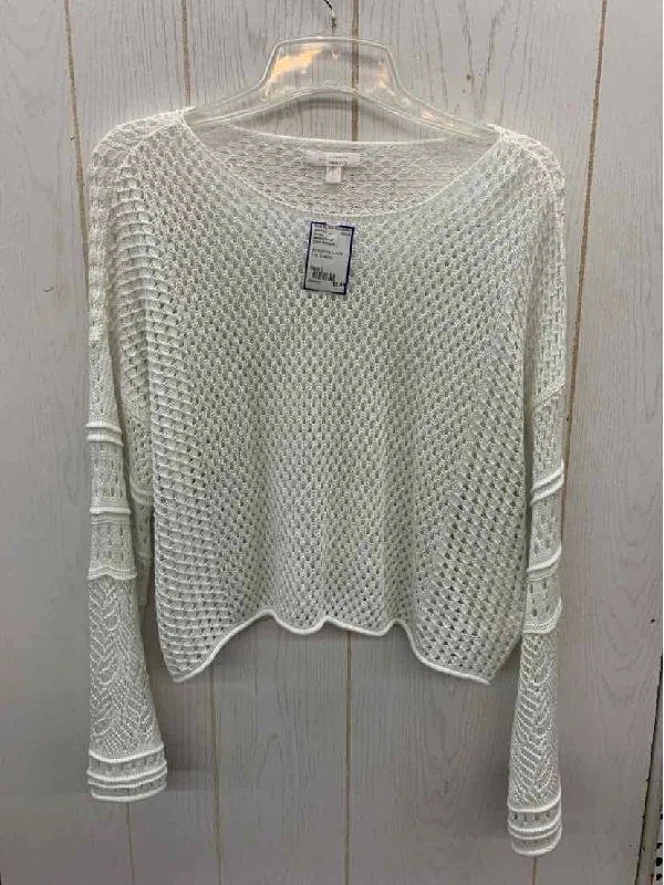 Lauren Conrad White Womens Size L Sweater Wool Fabric Cashmere Fabric Tweed Fabric