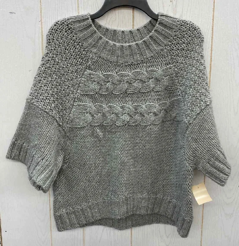 LOFT Gray Womens Size Small Sweater Print Jacquard Patchwork