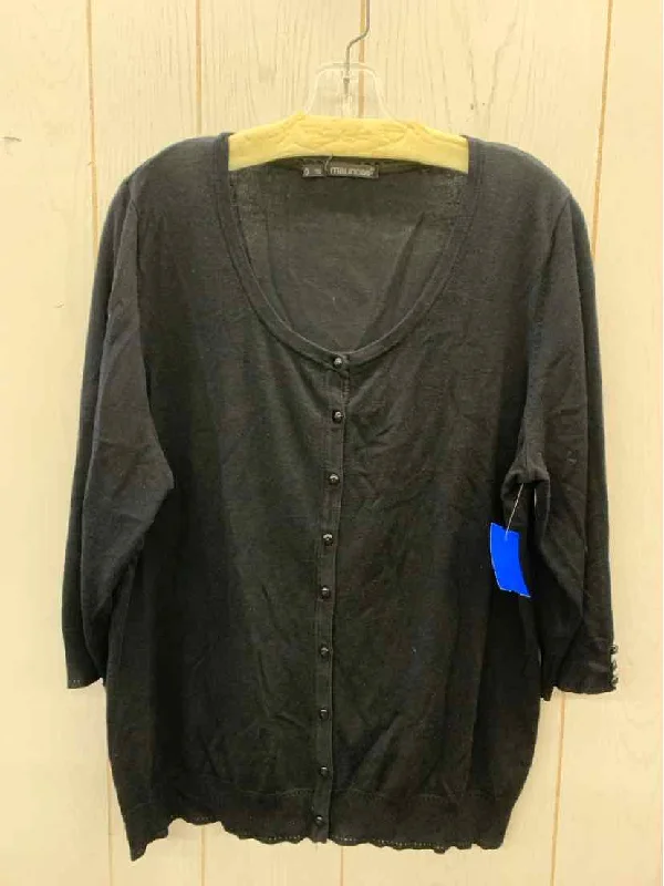 Maurices Black Womens Size 16 Sweater Cotton Fabric Linen Fabric Terry Fabric