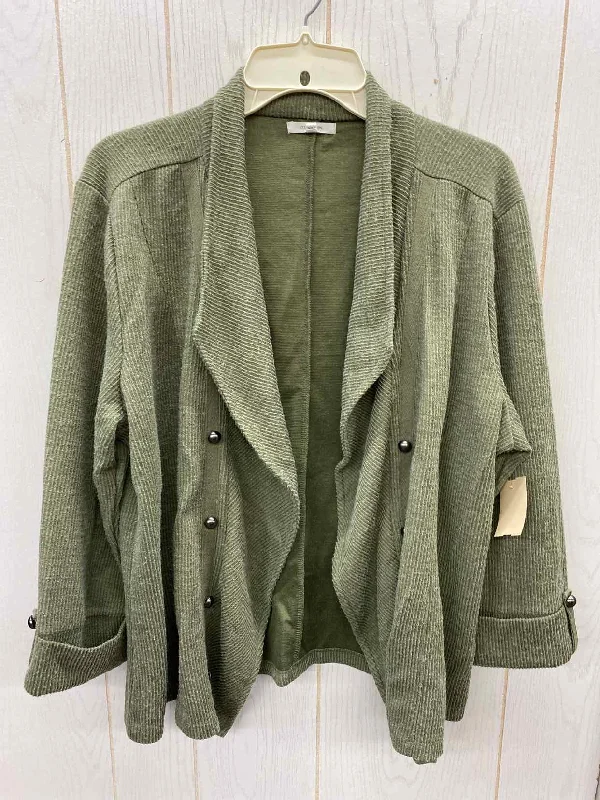 Maurices Olive Womens Size 18/20 Sweater Terry Blend Velvet Blend Canvas Blend
