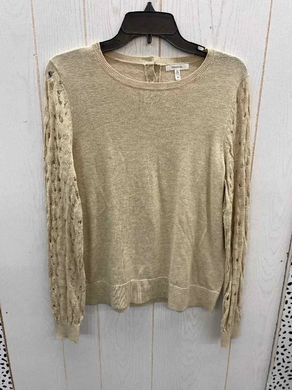 Maurices Tan Womens Size M Sweater Silk Blend Satin Velvet