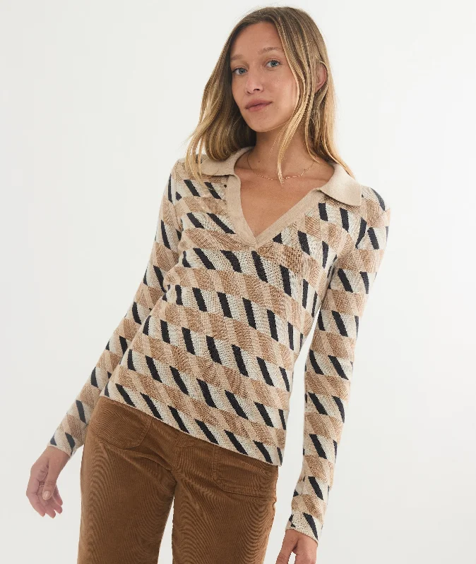 Morgan Sweater Polo Satin Blend Silk Blend Wool Blend