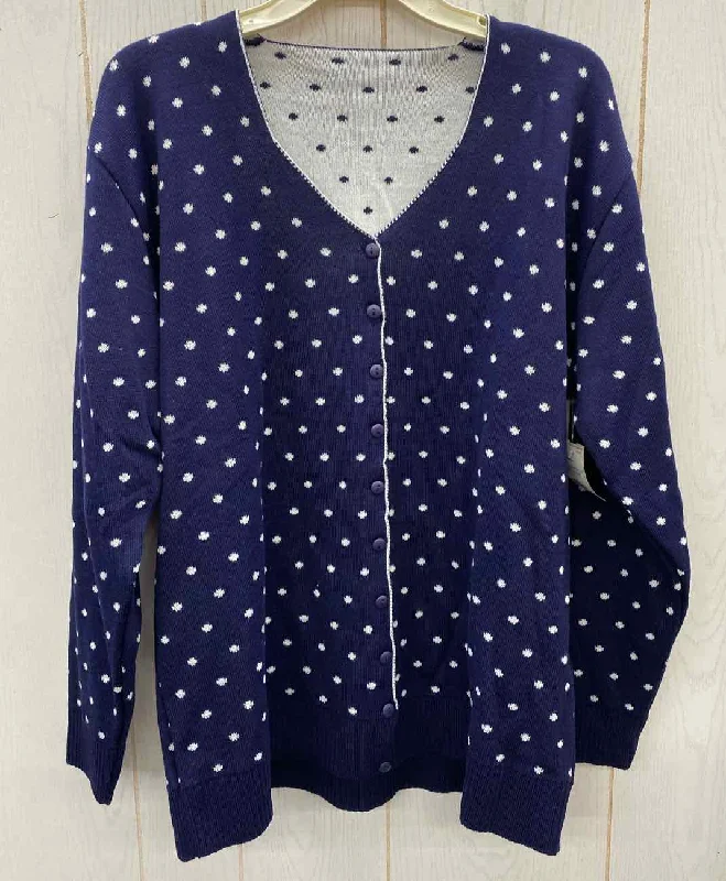 Navy Womens Size XL Sweater Zippered Buttoned Snapped