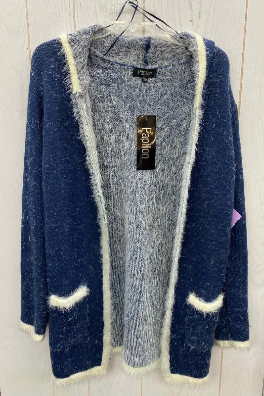 Papillon Blue Womens Size L Sweater Terry Terry Cloth Terry Knit