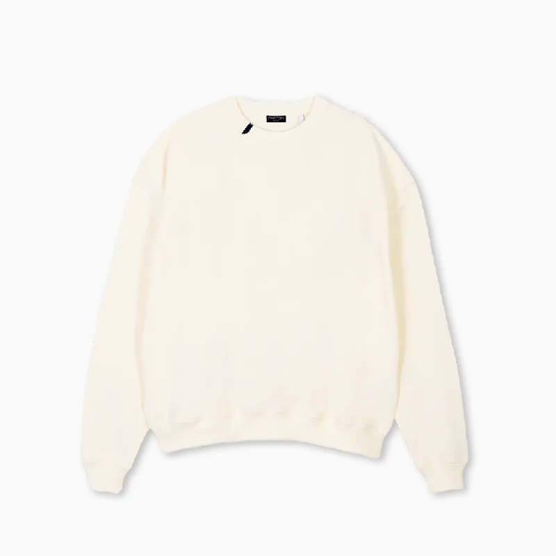 PARTCH Must Sweater Oversized Organic Cotton Cream Solid Print Embellished