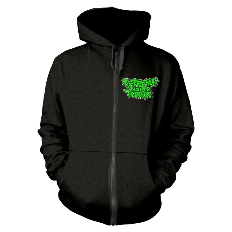 Extreme Noise Terror Unisex Zipped Hoodie: Hardcore Attack (back print)