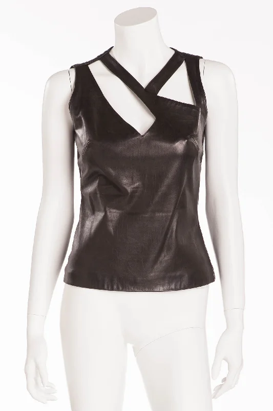 Plein Sud - Black Leather Tank Top