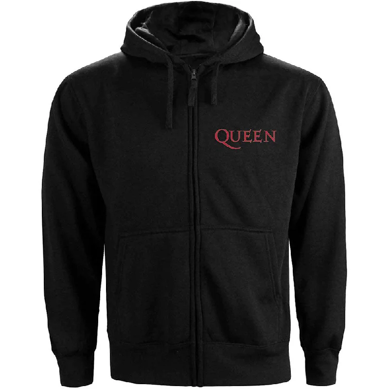 Queen Ladies Zipped Hoodie: Classic Crest (Back Print)