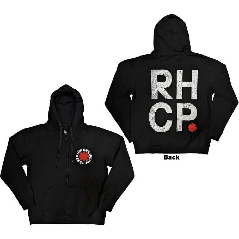 Red Hot Chili Peppers | Official Band Zipped Hoodie | Red Asterisk (Back Print)