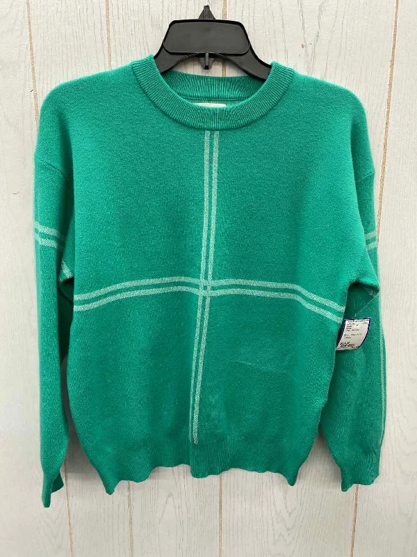 Roolee Green Womens Size M Sweater Mesh Blend Leather Blend Suede Blend