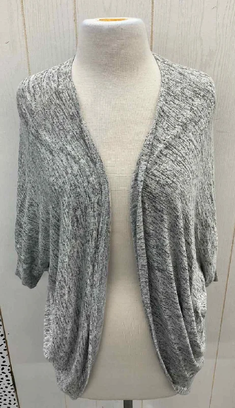 Rue 21 Gray Womens Size Small Sweater Solid Color Striped Floral Print