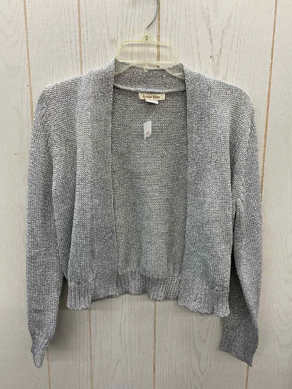 Silver Womens Size Small Sweater Welt Pockets Slit Pockets Flap Pockets