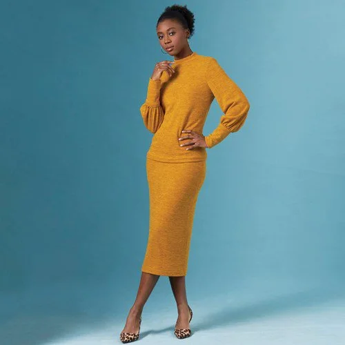 Simplicity Two Piece Sweater Dress S8982 Spandex Blend Rayon Blend Denim Blend