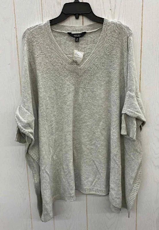 Simply Vera Gray Womens Size S/M Sweater Collared Crew Neck Turtle Neck