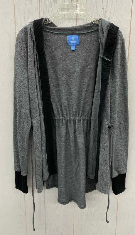 Simply Vera Gray Womens Size Small Sweater Ribbed Striped Patterned