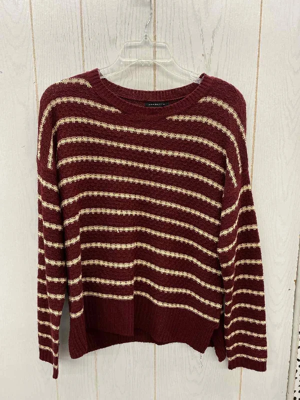 Staccato Burgundy Womens Size Small Sweater Turtle Neck Boat Neck Asymmetrical Neck