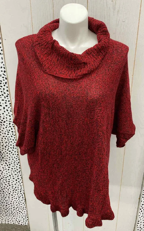 Studio Works Red Womens Size 1X Sweater Print Jacquard Patchwork