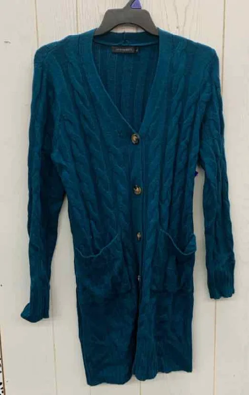 Teal Womens Size L Sweater Chenille Fabric Brocade Fabric Lace Fabric