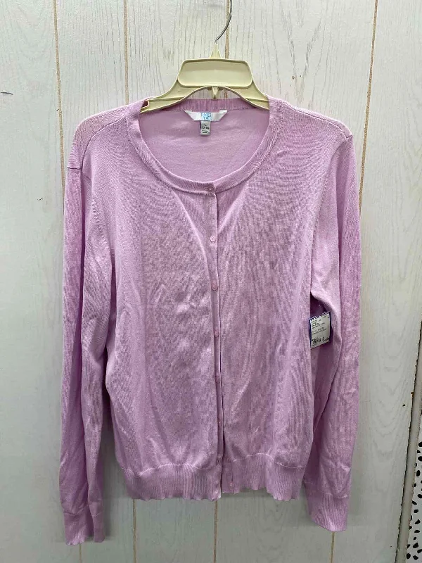 Time & Tru Lavender Womens Size L Sweater Spandex Blend Rayon Blend Denim Blend
