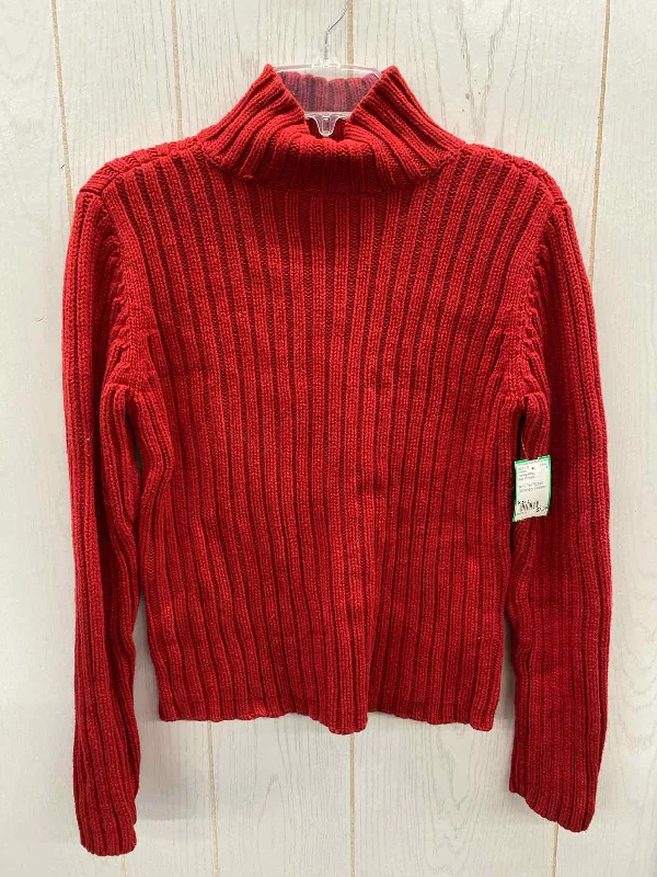Tommy Hilfiger Red Womens Size L Sweater Transparent Opaque Sheer