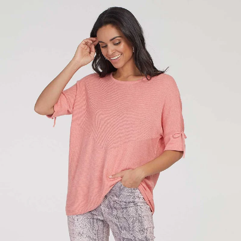 Tribal Women's Dolman Sweater with Sleeve Tie Spandex Blend Rayon Blend Denim Blend