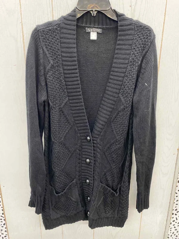 Venus Black Womens Size M Sweater Zippered Buttoned Snapped