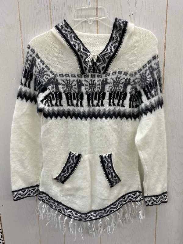 White Womens Size XS Sweater Glossy Satin Silk
