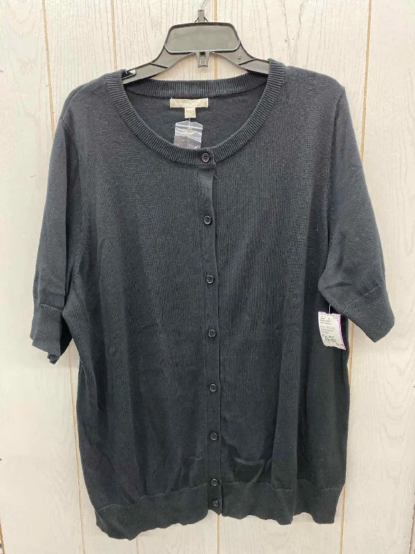 Woman Within Black Womens Size 18/20 Sweater Mesh Sweater Canvas Denim