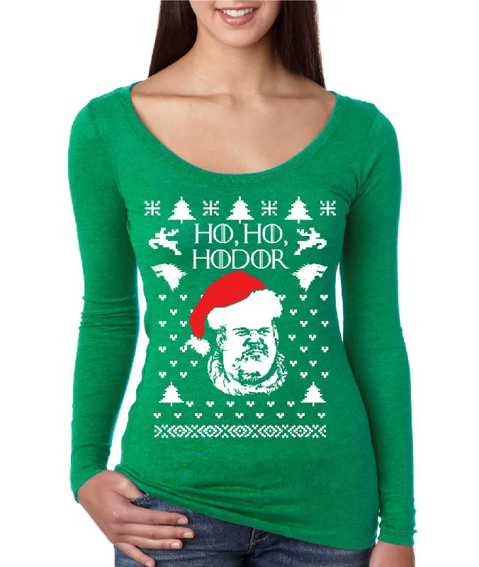 Women's Shirt Ho Ho Hodor Ugly Christmas Sweater Holiday Tee Knit Fabric Woven Fabric Fleece Fabric Women's Shirt Ho Ho Hodor Ugly Christmas Sweater Holiday Tee Knit Fabric Woven Fabric Fleece Fabric