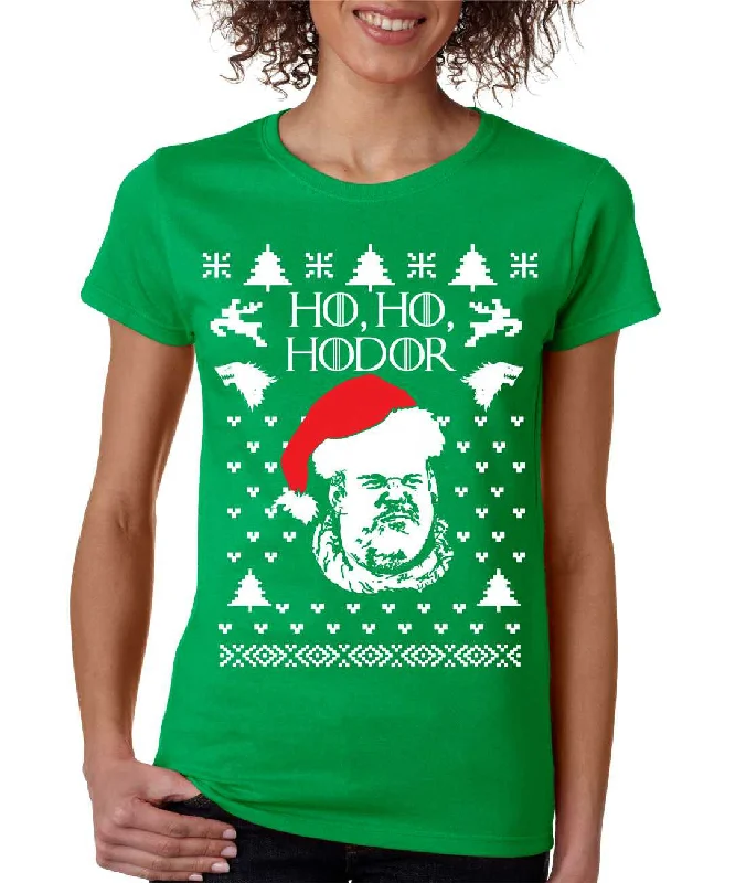 Women's T Shirt Ho Ho Hodor Ugly Christmas Sweater Holiday Top Slim Fit Regular Fit Oversized Women's T Shirt Ho Ho Hodor Ugly Christmas Sweater Holiday Top Slim Fit Regular Fit Oversized