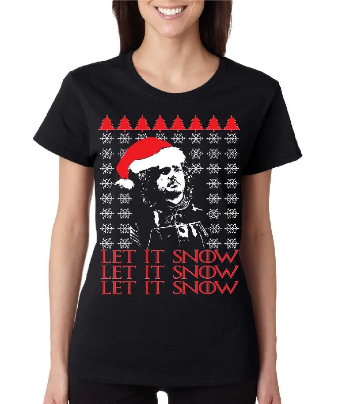 Women's T Shirt Let It Snow Ugly Christmas Sweater Jon Snow Stretchy Elastic Breathable