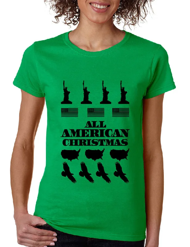Women's T Shirt Merry American Christmas Ugly Sweater USA Top Anti-Pilling Anti-Shrink Durable