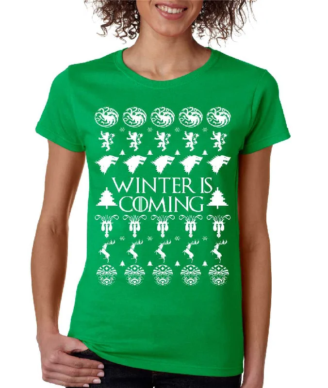 Women's T Shirt Winter Is Coming Ugly Christmas Green Sweater Rayon Fabric Velvet Fabric Corduroy Fabric Women's T Shirt Winter Is Coming Ugly Christmas Green Sweater Rayon Fabric Velvet Fabric Corduroy Fabric