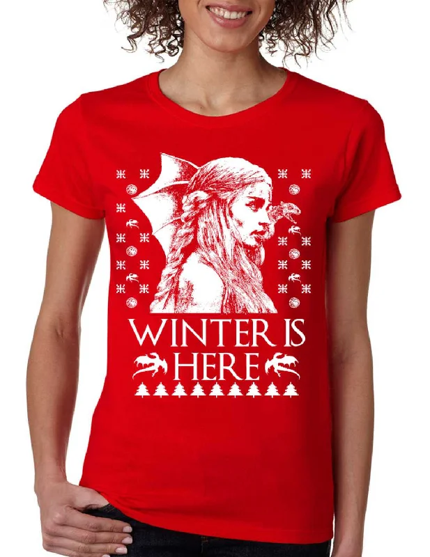 Women's T Shirt Winter Is Here Ugly Christmas Green Sweater Gift Mesh Fabric Canvas Fabric Denim Fabric Women's T Shirt Winter Is Here Ugly Christmas Green Sweater Gift Mesh Fabric Canvas Fabric Denim Fabric